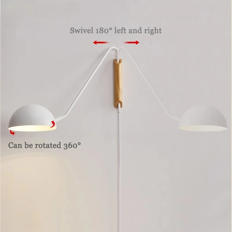 Minimalist Japanese Style Bedside Rotating Arm Wall Lamp Living Room Background Study Bedroom Bedside Reading Lighting Fixture