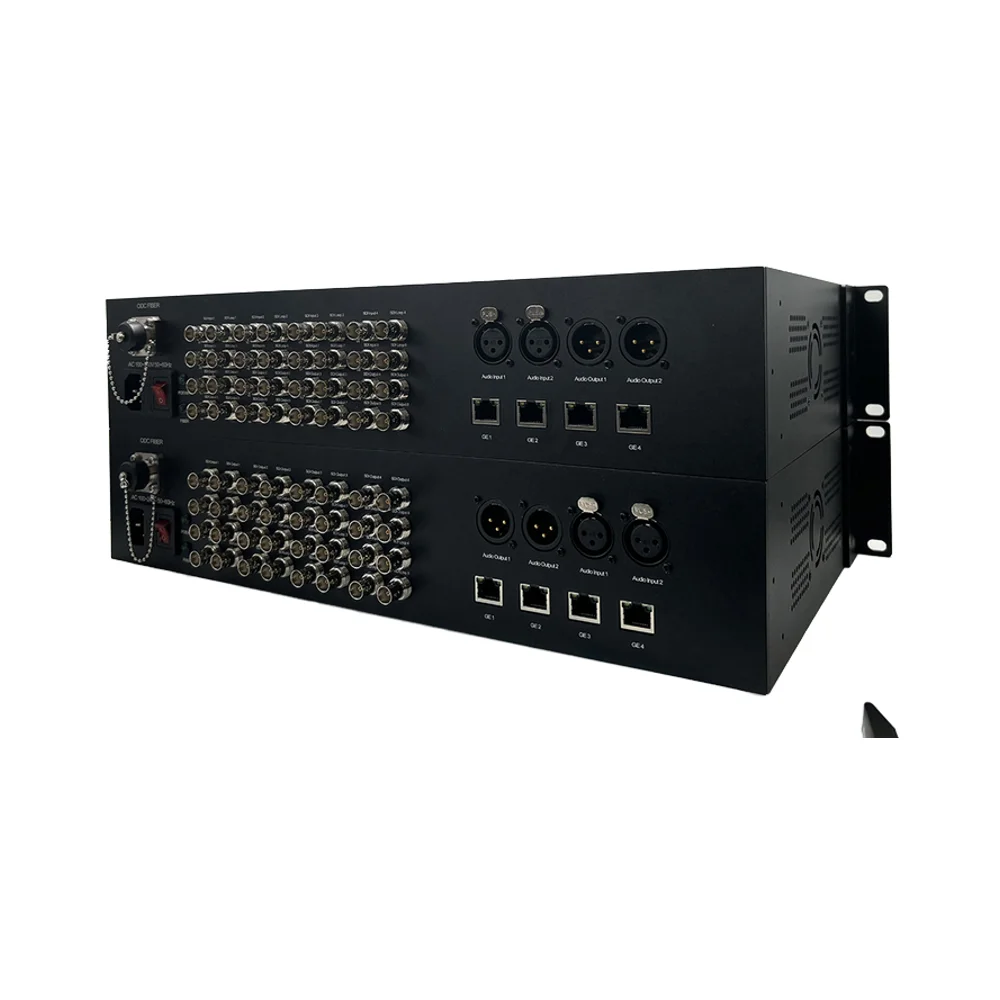 12G-SDI to Fiber Optic Converter with XLR Audio and Ethernet Support 4K 60Hz Video Transmission