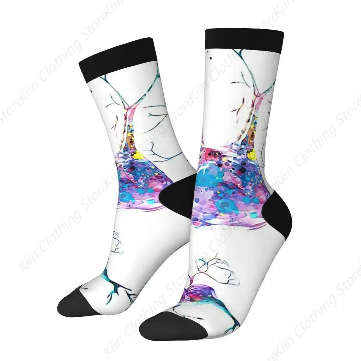 Neurotransmitters Neuron Synapse Socks Harajuku Sweat Absorbing Stockings All Season Long Socks Accessories for Unisex Gifts