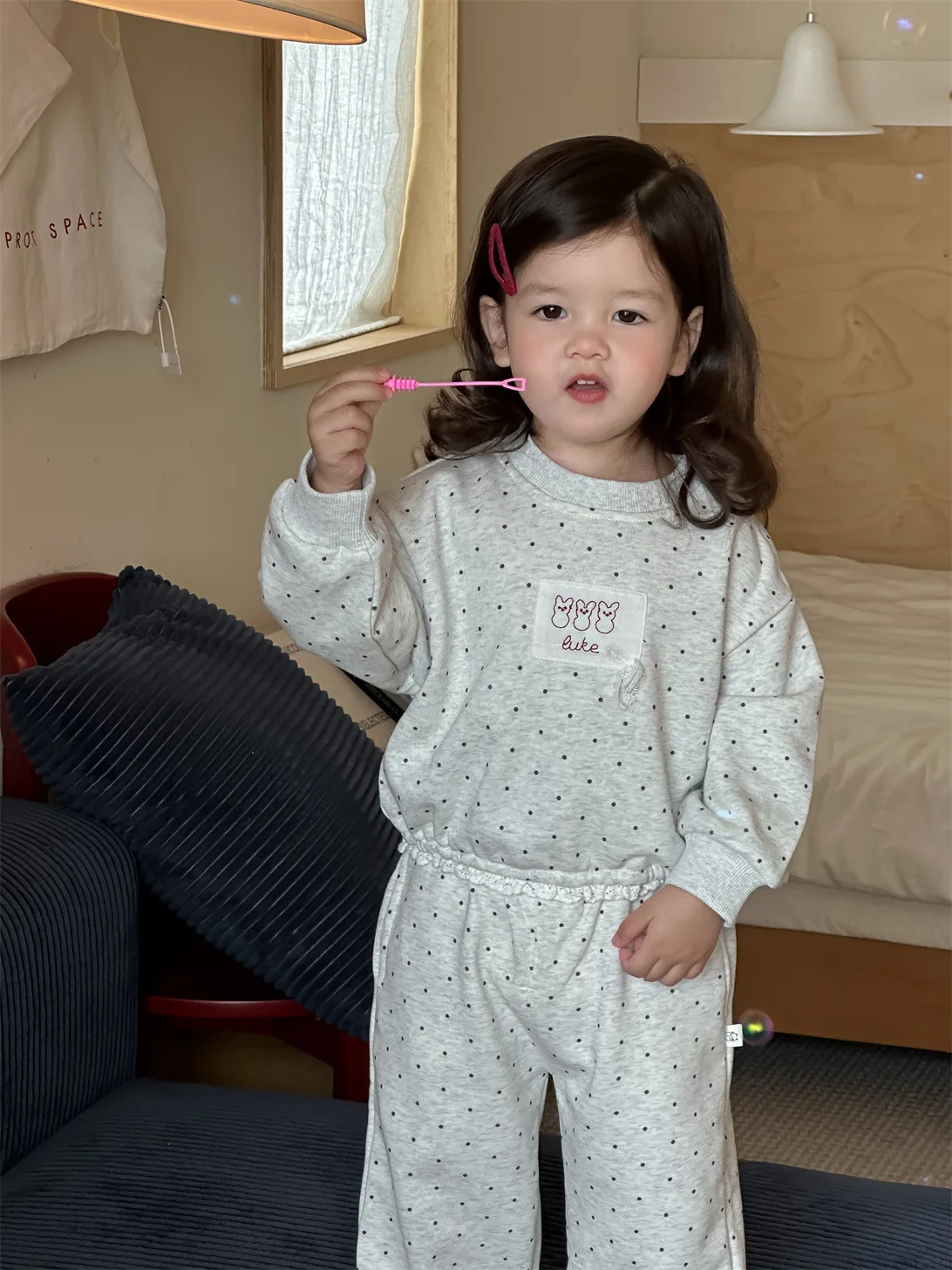 2025 Autumn New Baby Long Sleeve Clothes Set Girls Polka Dot Sweatshirt + Pants 2pcs Suit Cotton Toddler Boys Casual Outfits