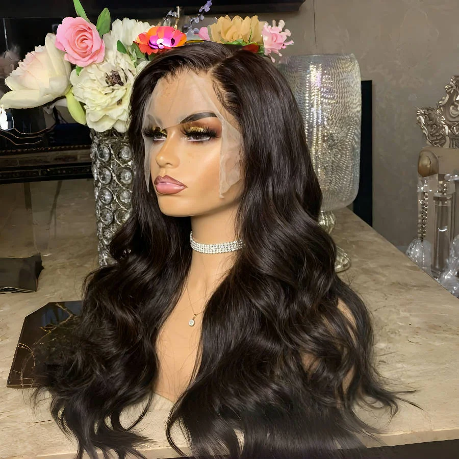 Long body wave Black Glueless Soft 5x5 Silk Base Jewish Human Hair With BabyHair HD Lace European Hair Preplucked view 3