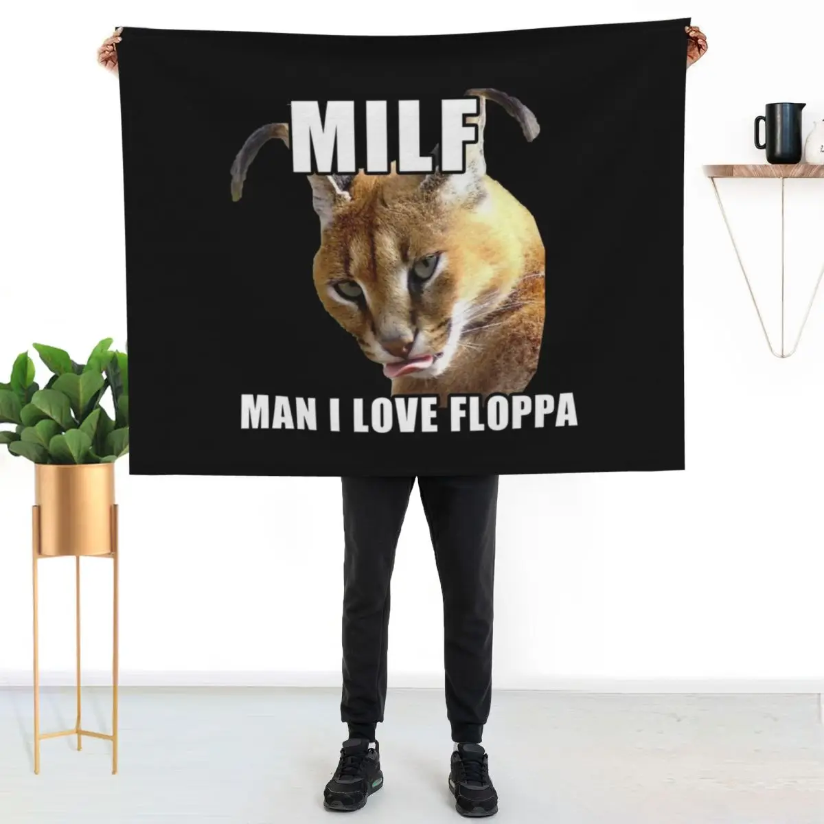 Man I love big floppa meme Big floppa baby caracal Throw Blanket Stylish Decor Blanket Gift for Friends Roommate - view 2