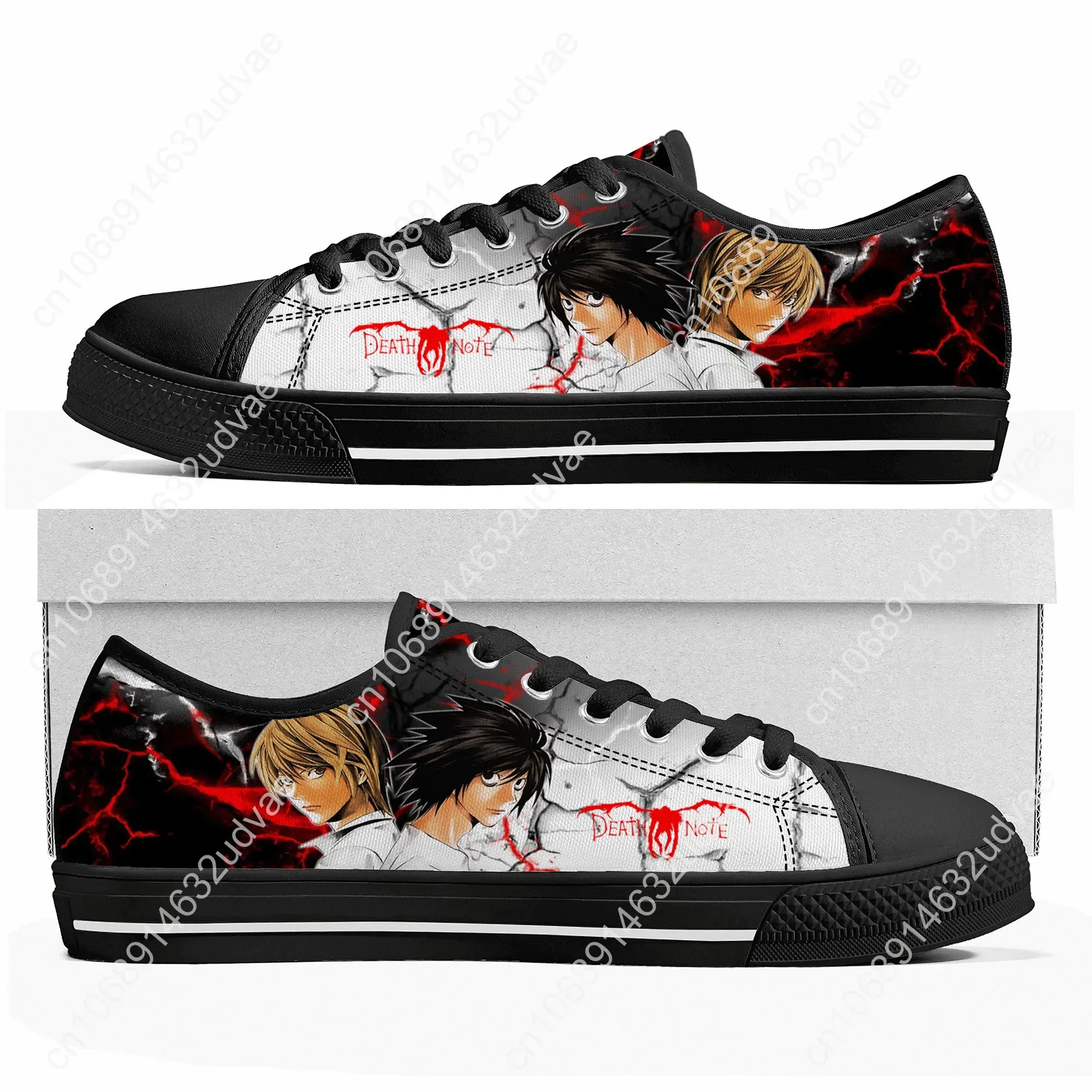 Anime Death Note Yagami Lawliet L Low Top Sneakers Mens Womens Teenager High Quality Canvas Sneaker Couple Shoes Custom Shoe