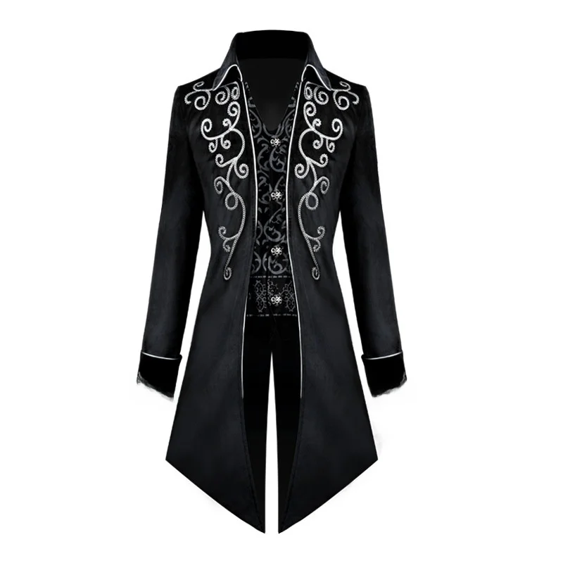 

2025 New loween Tailcoat Medieval Retro Long Men's Punk Sle Costume Chinese Production Spring Stage Costume