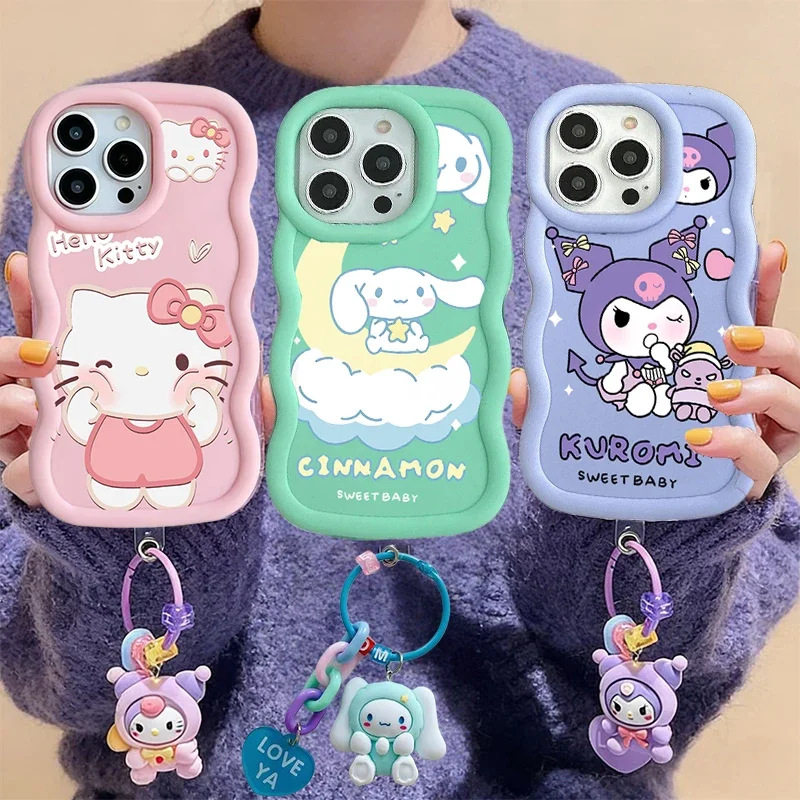Cartoon Hello Kitty Cinnamoroll Pendant Casing For Samsung Galaxy A56 A55 A16 A15 A13 A17 A07 A36 A06 A53 A54 A24 A52 5G Case