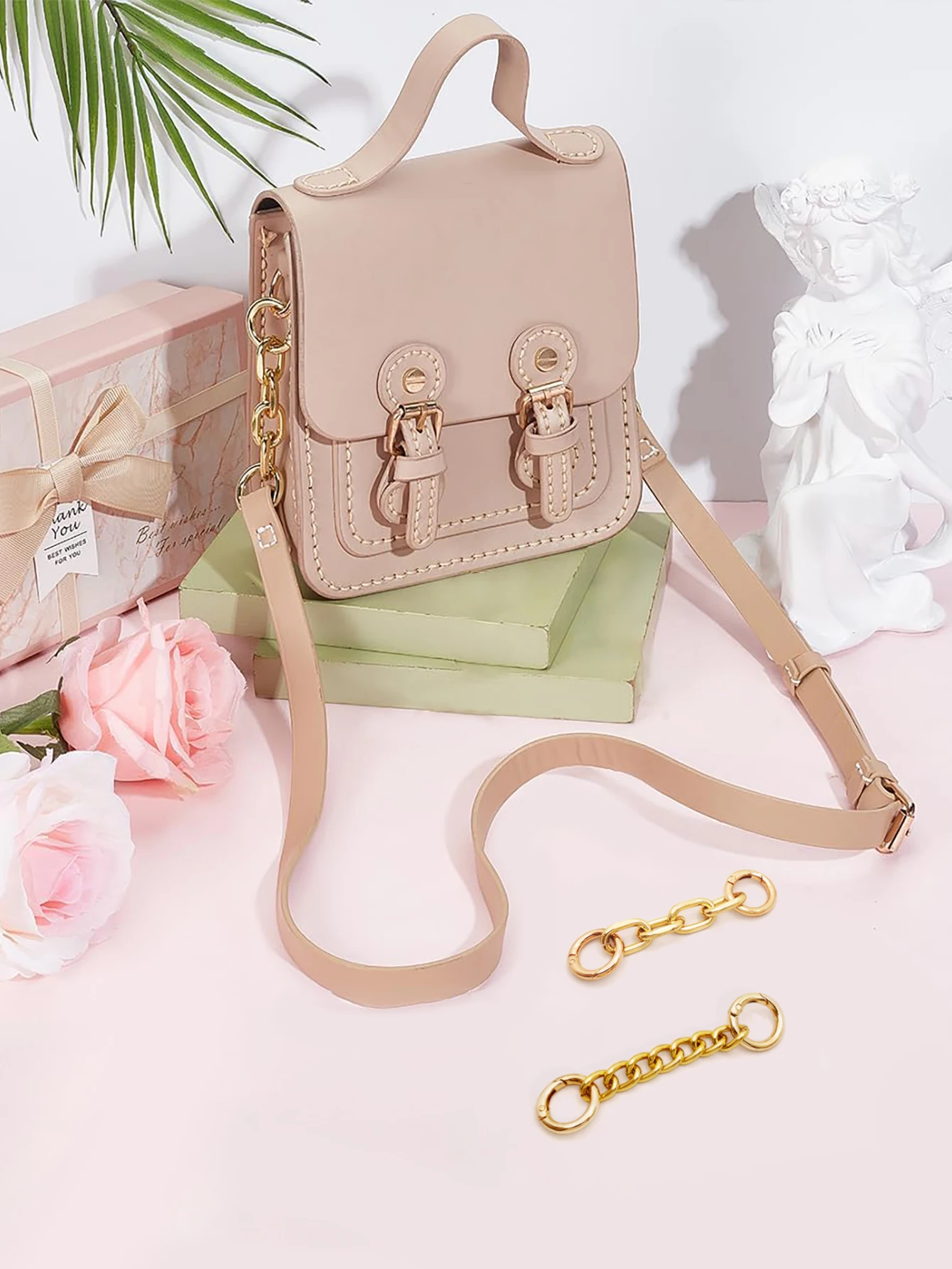 Bag Strap Extender Chains Metal Purse Chain 2 Styles Shoulder Bag Strap Extender Chains with Spring Gate Rings for Bag Straps