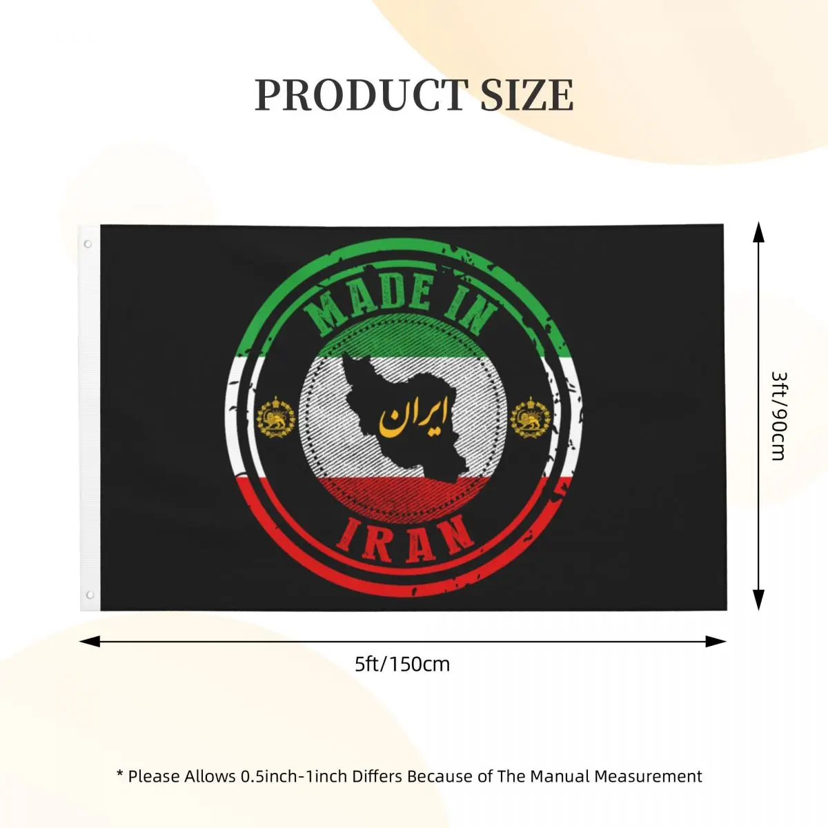 Iran Map Iran Lion Sun Flag Persian Flag 3x5 ft Flags with 2 Grommets for Hanging Fashion Banner For Indoor Outdoor Decor