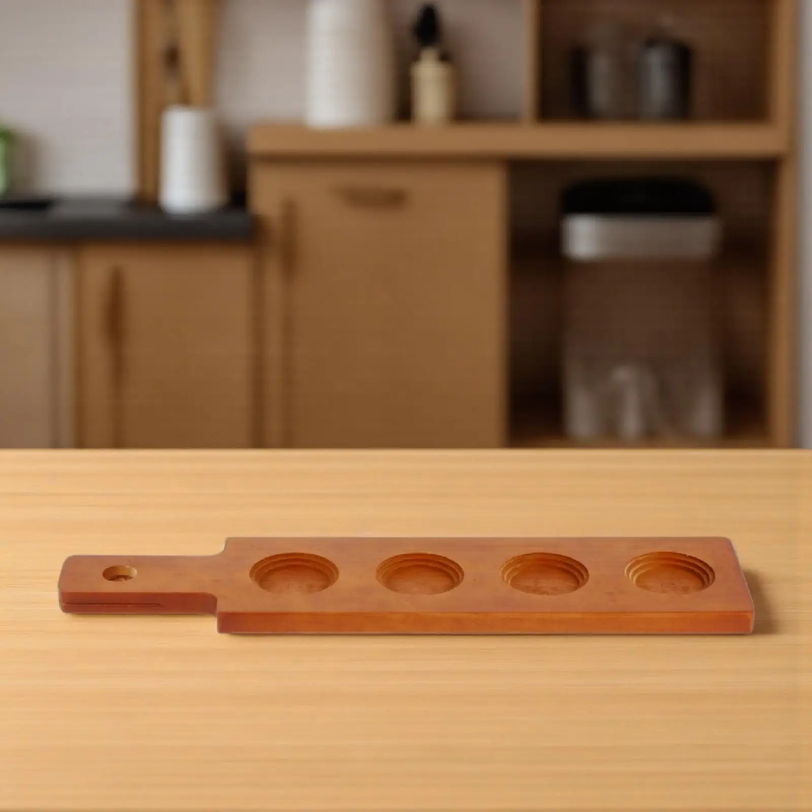 

Natural Wood 4 Hole Cup Holder Coaster Set Drink Stand for KTV Hotel Bar Smooth Finish Leak Resistant Design