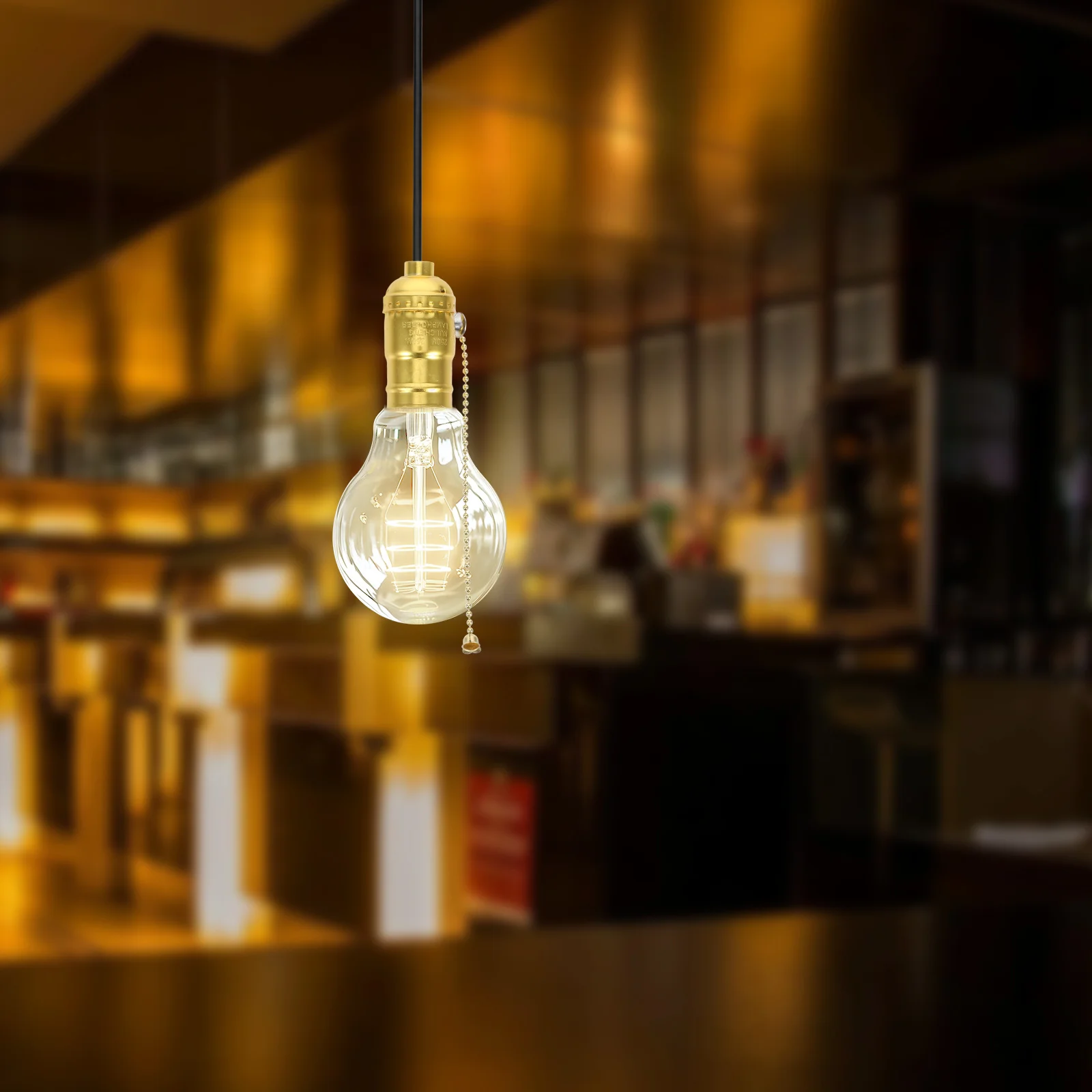 خمر E26 سحب سلسلة ضوء لمبة المقبس المسمار في حامل مصباح الرجعية نمط قاعدة مصابيح الحبل لغرفة المعيشة غرفة نوم مكتب #3