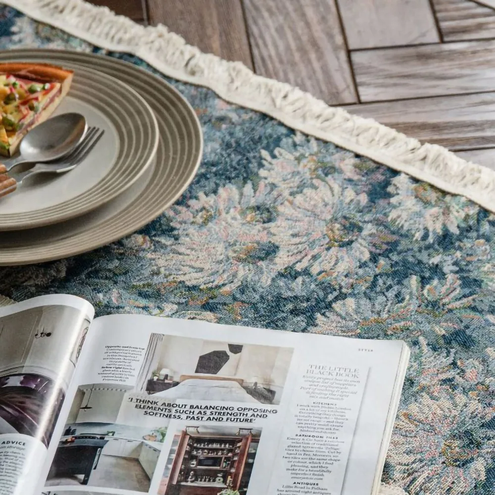 Textile Fabric Table Cover Exquisite Printed Wrinkle‑resistant Tabletop Decor Proper Drape‑friendly Reinforced Stitched