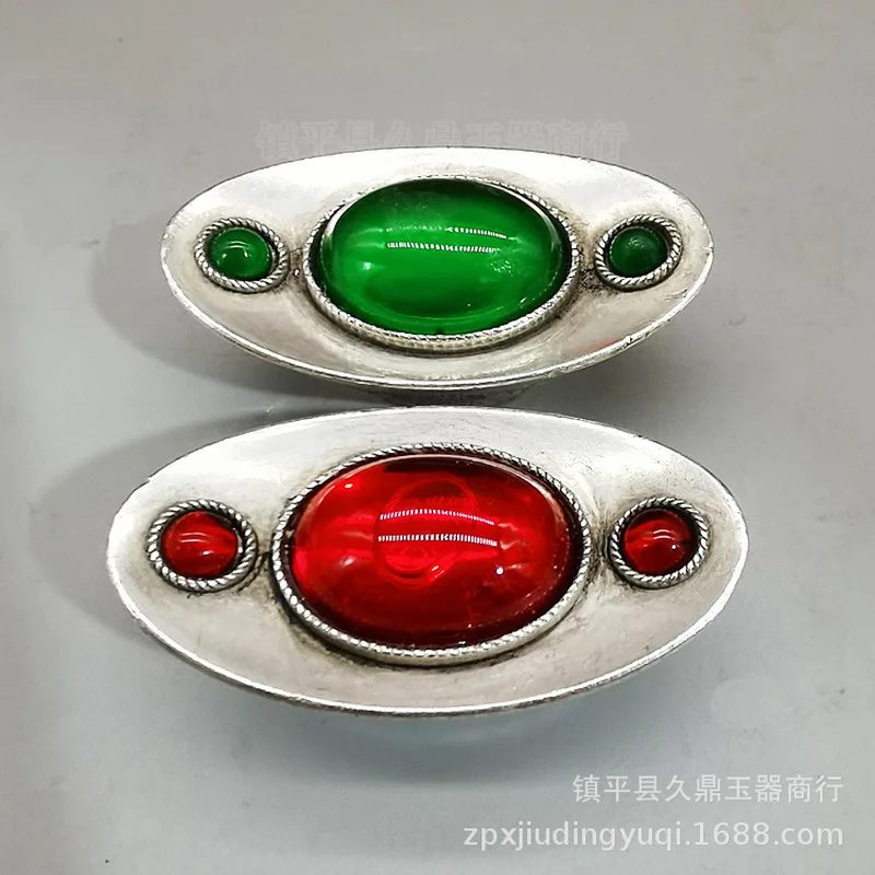 Red Green Gemstone White Copper Ingot Ornaments Home And Office, Antique Copperware Decorations