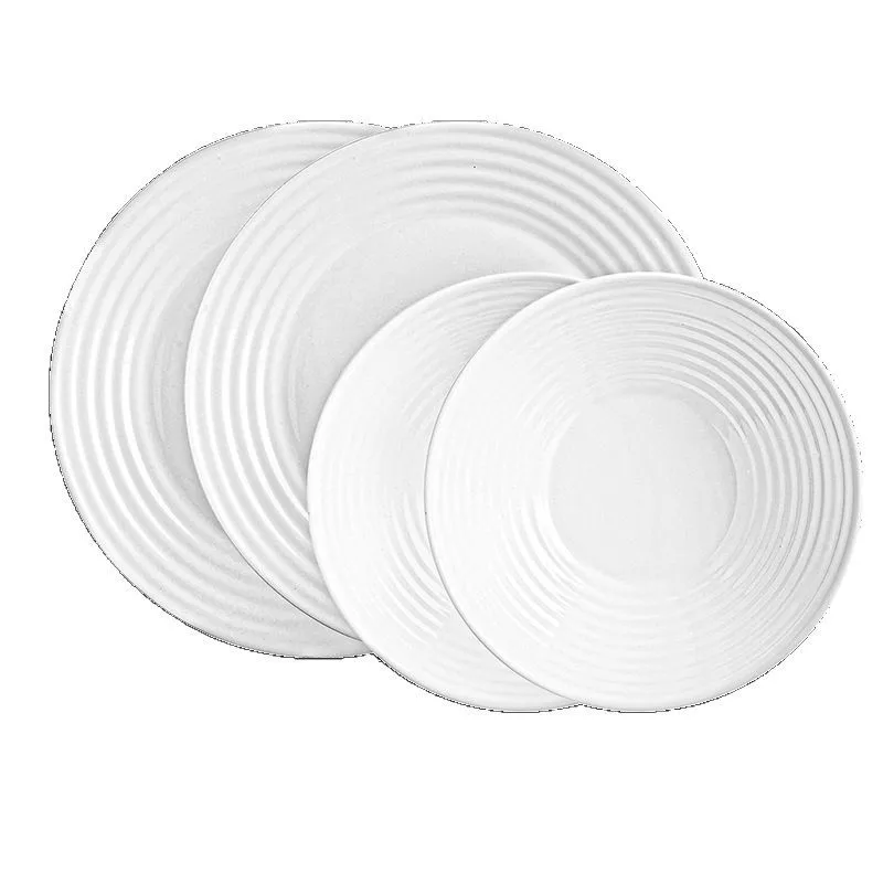 

Tableware Huarina set Household lead-free white jade glass High temperature resistant rice noodle soup bowl Plate microwave oven