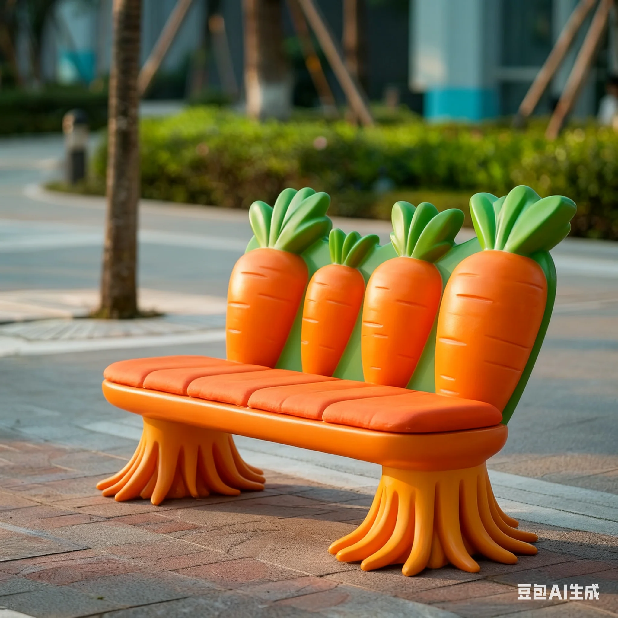 *Custom Fiberglass Carrot Bench, Outdoor Furniture, Shopping Mall Garden Cartoon Food Seating, Park Lounge Sofa