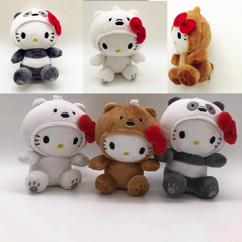 Anime Panda Transforming Kt Cat Plush Keychain Dual Form Backpack Charm Plushie Convertible Doll Purse Accessory Present