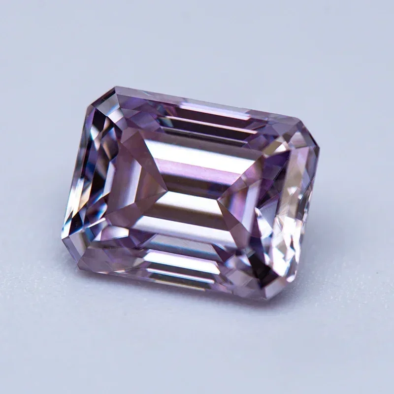 

Wholesale Moissanite Diamond Light Purple Color Emerald Cut Lab Grown Gemstone Woman Charms Advanced Jewelry Making With Certif