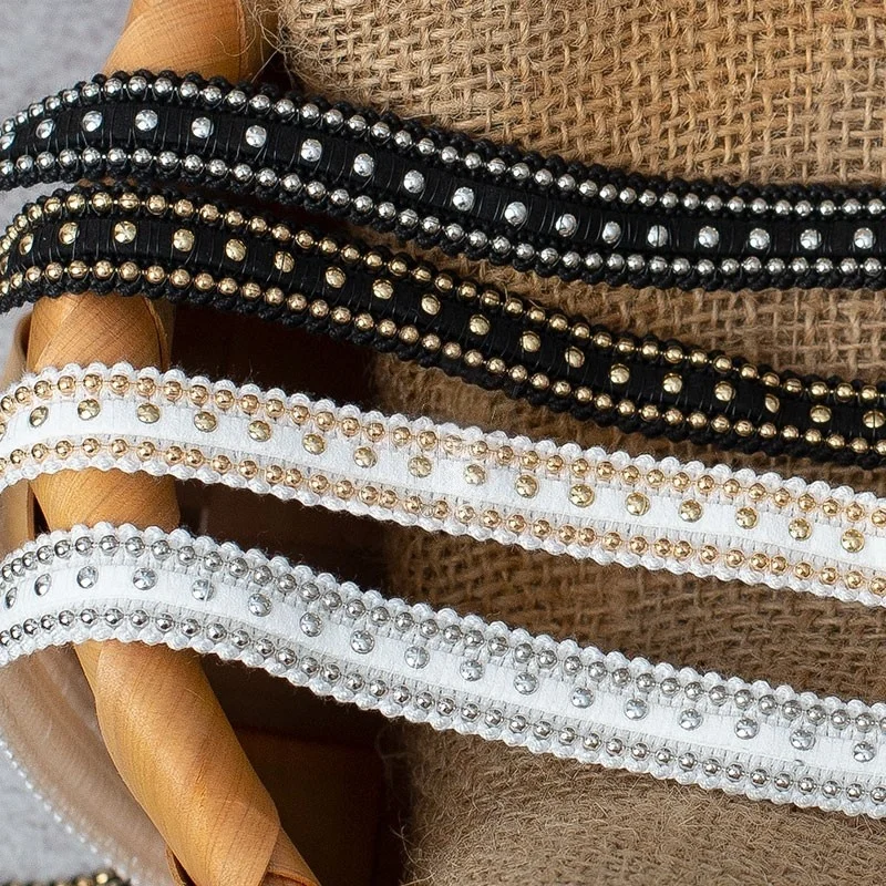 Breedte 0,59 inch metalen kralen kanten rand, kralenkant, parelkant voor doe-het-zelf-jurk