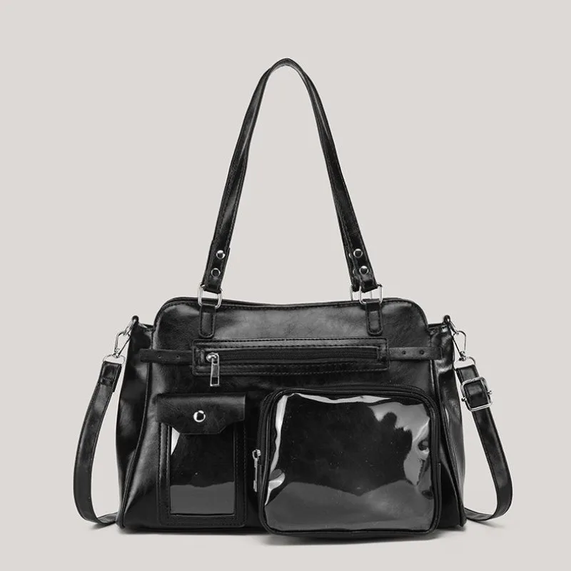 Women Shoulder Bag, New Arrival Large‑Capacity Top‑Handle Motorcycle‑Style Ita‑Bag, Anime Aesthetic Crossbody Bag