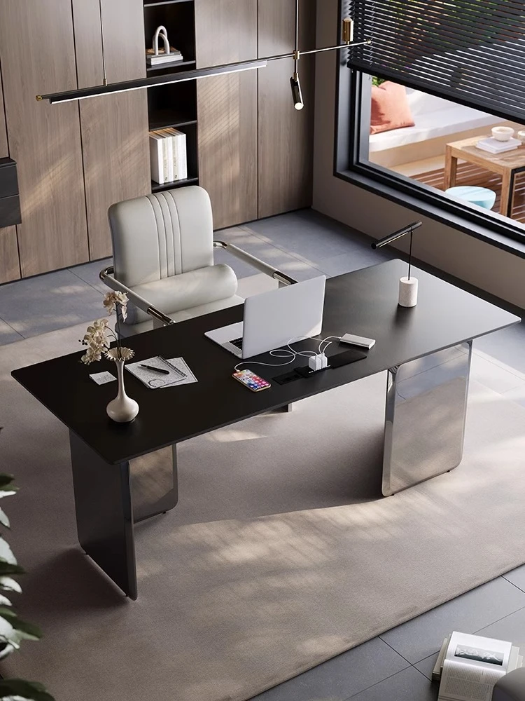 

Light luxury Italian rock slab desk home modern simple desk designer office desk