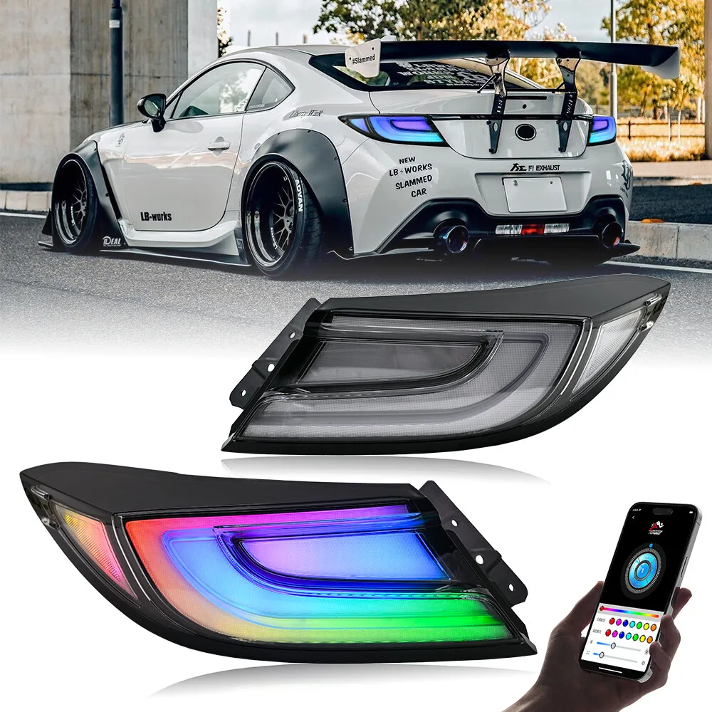 For Toyota GR86 Subaru BRZ ZN8 ZD8 2022-2025 RGB LED Taillights Pair Multi Color Rear Lamps Assembly Custom Sequential Upgrade