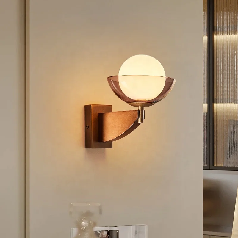 Designer newbedroom bedside lamp living room American vintage villa living room decoration ambiance wall lamp household LED lamp