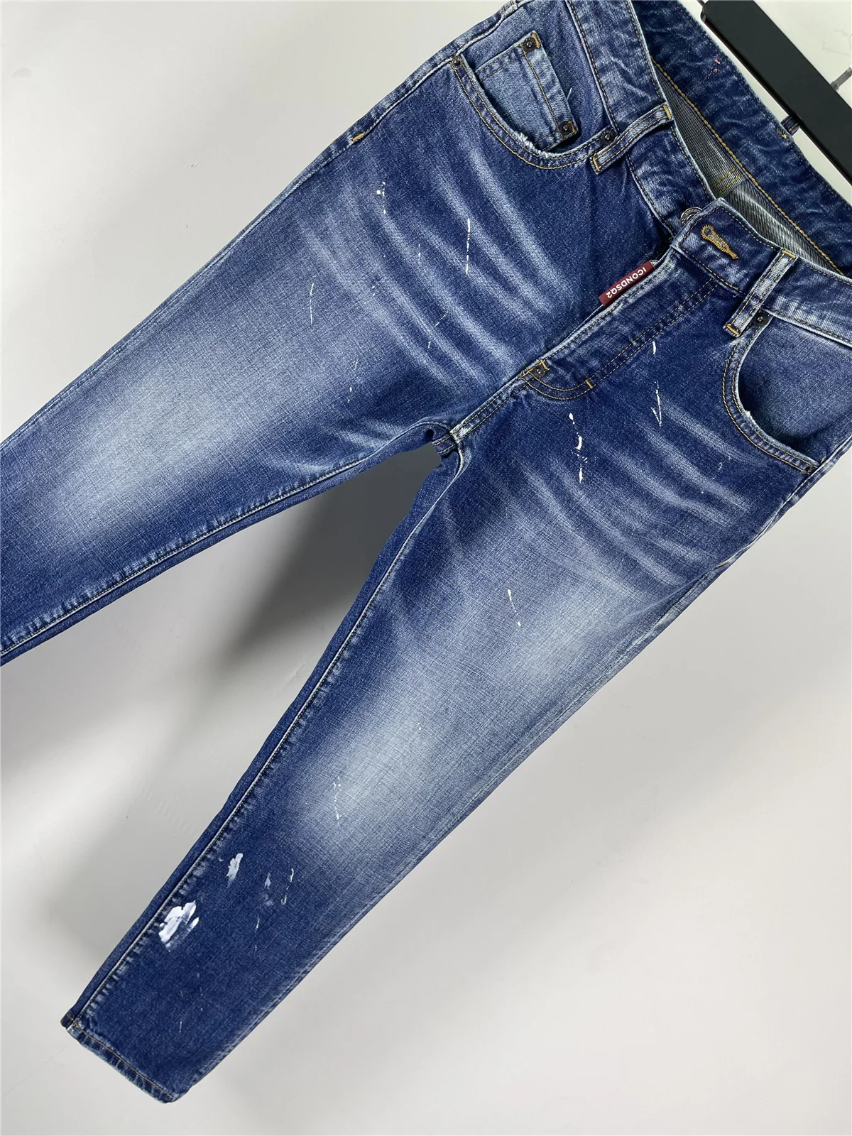 2025 autumn new washing spray material old splash ink personality graffiti printing trendy men's blue jeans men