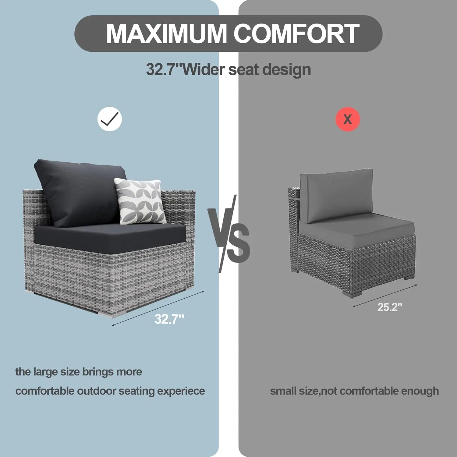 Patio Furniture Set 5 Pieces Outdoor Conversation Set All-Weather Wicker Rattan Sectional Sofa With Ottoman Cushions Pillows