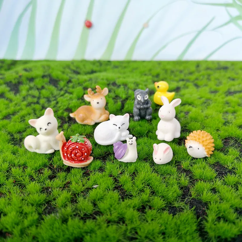 10 قطعة الثعلب الحلزون أرنب القنفذ القط زخرفة الحيوانات الصغيرة الراتنج الحرفية ديكور مصغرة الجنية حديقة حلية DIY بها بنفسك #1