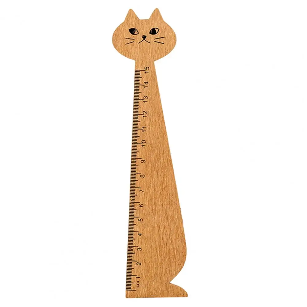 Learning Tool  Useful Cartoon Cat Wooden Drawing Ruler Eco-friendly Kids Ruler Smooth Edge   for Student