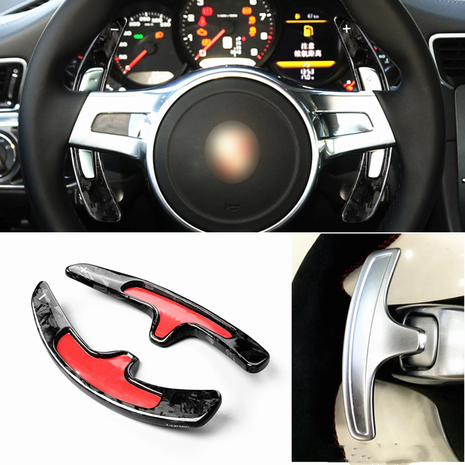 2 Pieces Gear Steering Wheel Shift Paddle Extension Carbon Fiber For Porsche 991 Cayman 981 Carrera Boxter