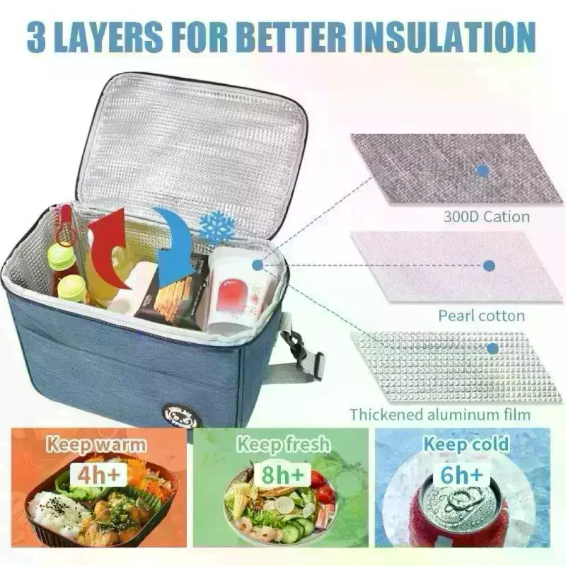 Version Insulated Lunch Bag Large-capacity Storage Handbag Waterproof Lunch Box Aluminum Foil Thick Student Lunch Bag Upgraded