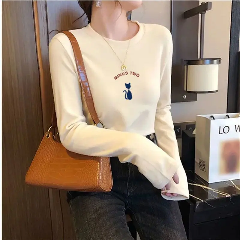 

Korean Autumn Winter Women's 2024 New Splicing Pullovers O-Neck Printed Letter Fashion Minimalist Casual Loose Long Sleeve Tops