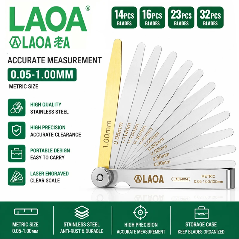 LAOA Stainless Steel Feeler Gauge Set Precision Gap Measuring Tool for Automotive Industrial Mechanical Maintenance 100mm