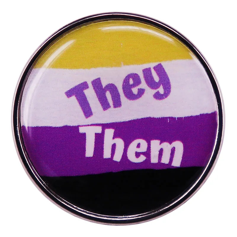 They/Them Pronouns Badge Non-binary Flag Enamel Pin Button Brooch