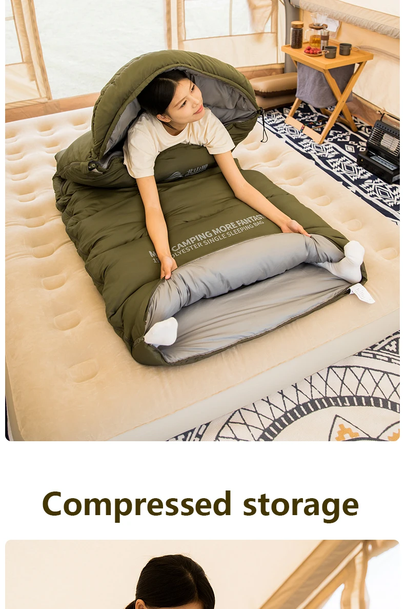 BISINNA Camping-Schlafsack, leicht, warm, mit Umschlag, Rucksackreisen, Schlafsack für Erwachsene, für Outdoor-Reisen, Wandern – Detail 8