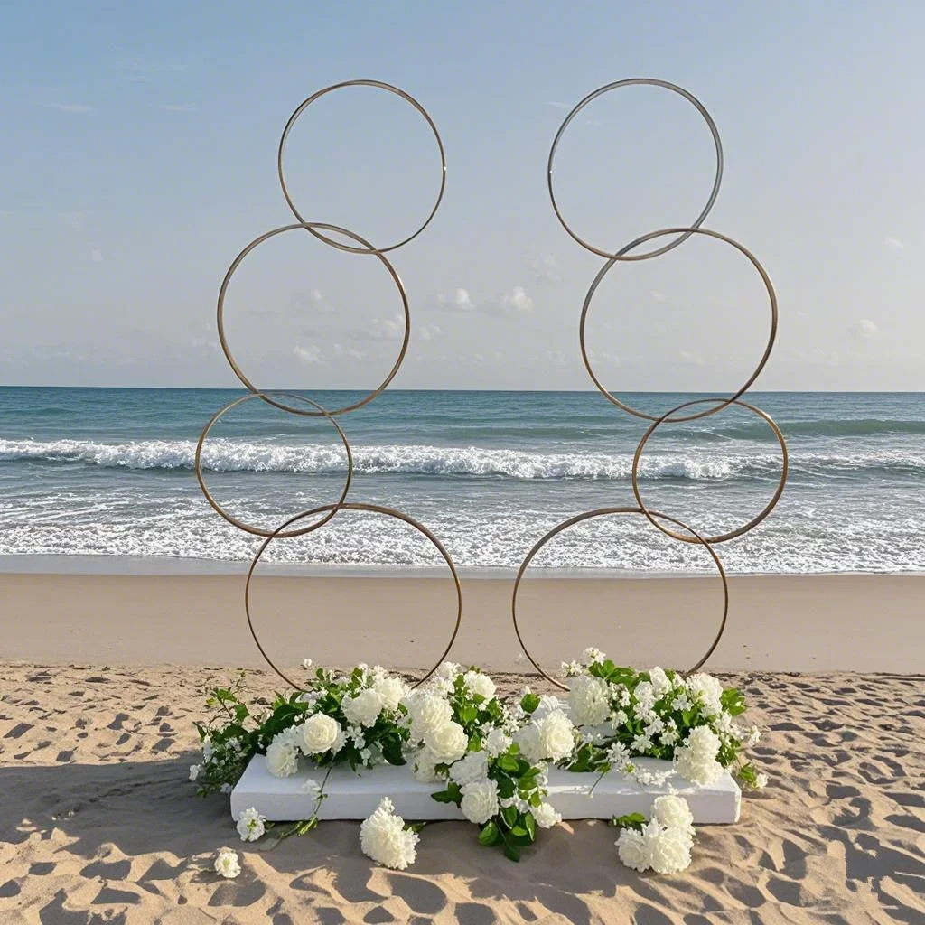 Wedding Props, Iron Flower Racks Background, Circular Ring Road, Wedding Decoration, Floral Ornaments, Square Circle Backdrop 2