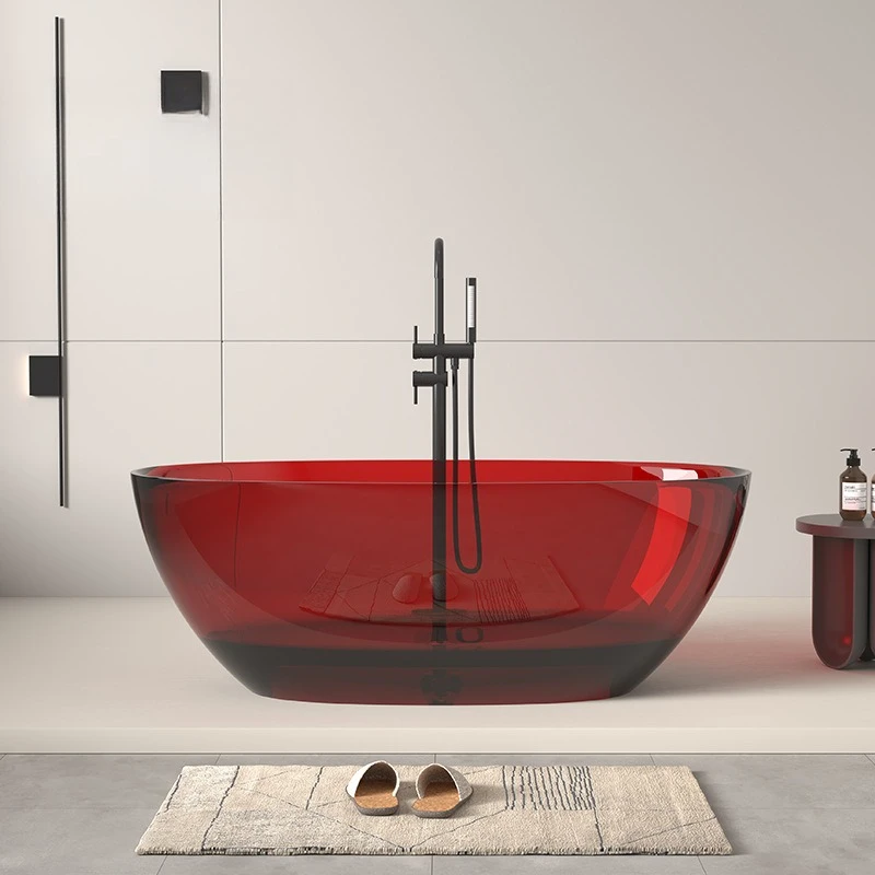 

Crystal bathtub transparent color resin thin edge Internet celebrity oval integrated