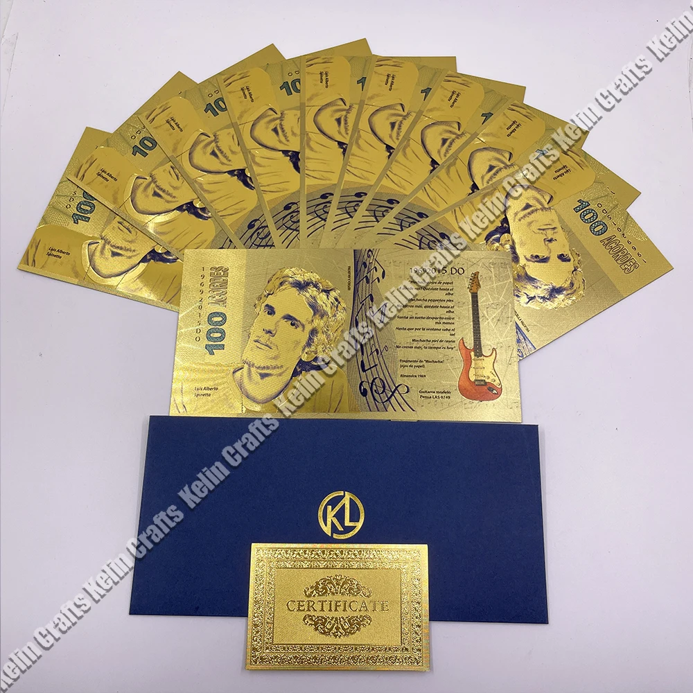 billete spinetta Gold banknote Luis Alberto Spinetta Los primeros 100 acordes para guitarra Tickets Cards for collection