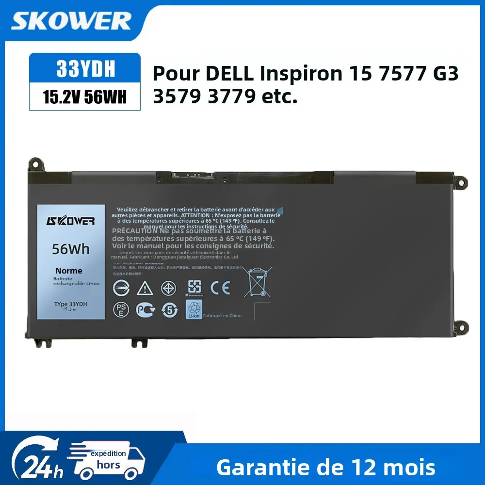 Batterie pour ordinateur portable SKOWER 33YDH pour Dell Inspiron 17 7778 7779 7786 7773 15 7577 7588 3580 3590 3779 99NF2 PVHT1 G3 3579