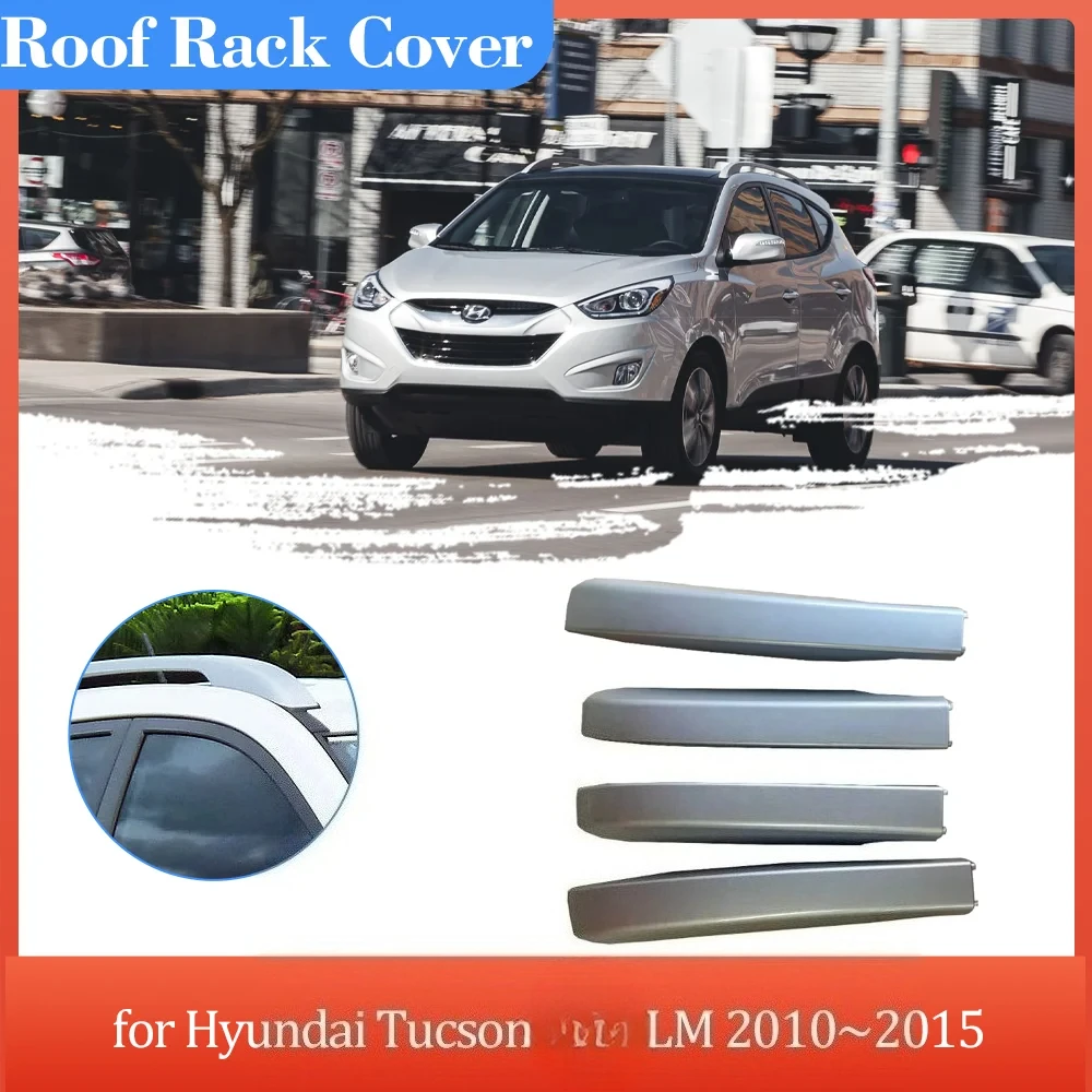 Car Roof Rack Cover for Hyundai Tucson LM 2010~2015 2011 Black Luggage Bar Part Rail End Shell Cap Trim Shell Accessories