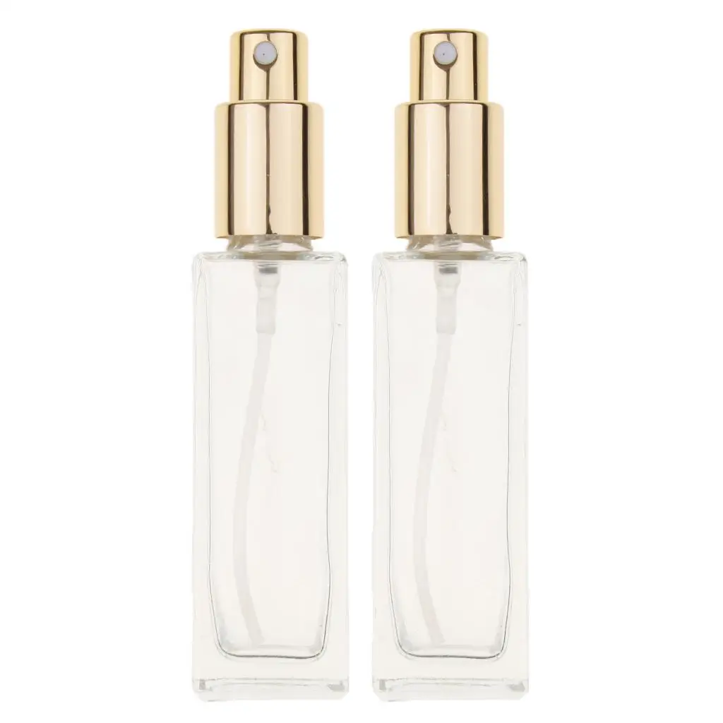 2x Glass Refillable Perfume Empty Bottle Liquid Bottles - Gold, As Described