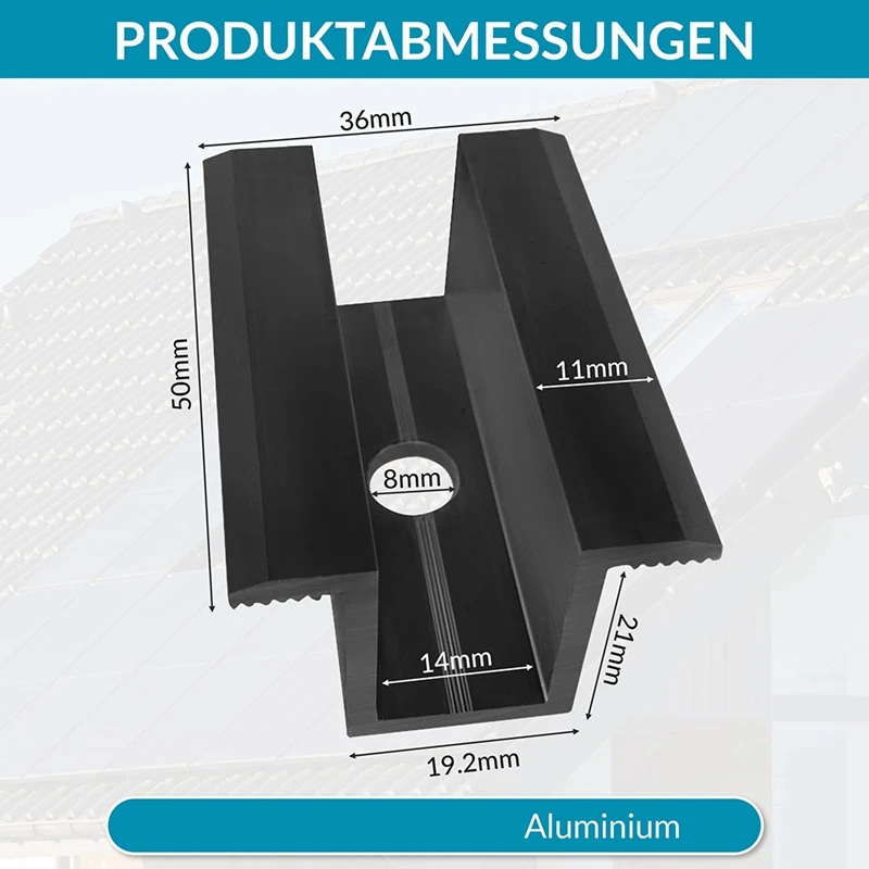 10 X Centre Clamp PV Solar Panels, Black, Module Clamp For All Frame Heights, Solar Panels Bracket For Solar Panels Roof