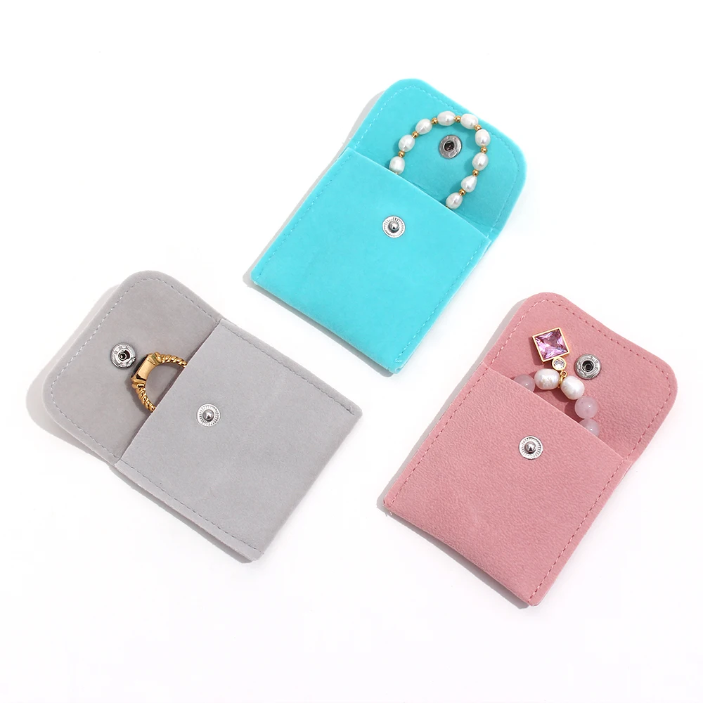 E.B.belle Quality Feel Multiple Color Blue Gray Pink Beige Velvet Material Buckle Style Purse Pouch Jewelry Bag Packaging