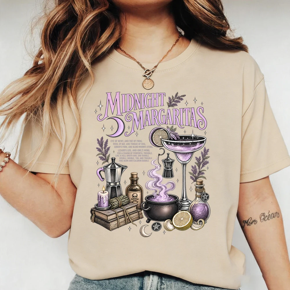 Midnight Margaritas Shirt Praktisches Magie-inspiriertes T-Shirt Vintage Hexen-Cocktail-Shirts Gotisches Viktorianisches Haus Halloween T-Shirt – Detail 4