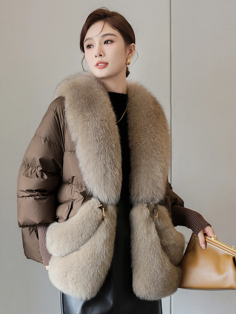 Fashion Winter Women's Warm Goose Down Jacket Real Natural Fox Collar Thick Coat Luxury Outwear Female Coat Puffer Jacket