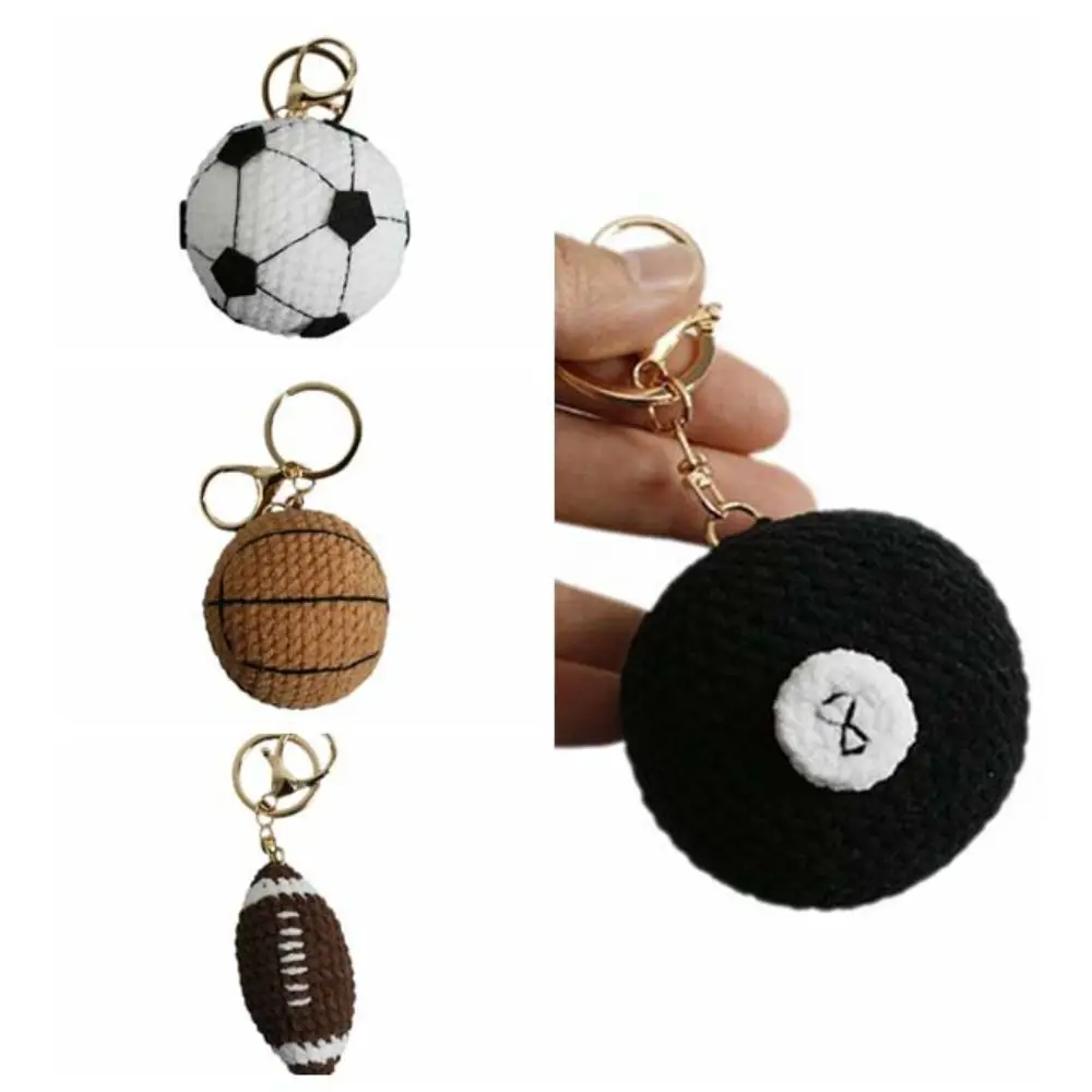 Tennis Baseball Crochet Soccer Keyrings Handmaking Football Knitting Basketball Keychain Cute Billiards Rugby