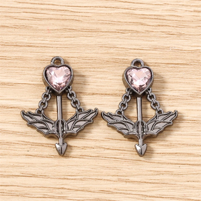 5 Stück 19x16mm Niedliche Kristall-Metall-Pfeil-Anhänger für Schmuckherstellung, Ohrhänger, Halsketten, Armbänder, DIY-Bastelbedarf – Detail 24