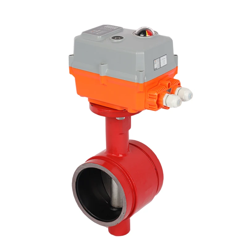 Fire Protection Cast Iron Grooved Butterfly Valve Actuator Electric Water Control Valve