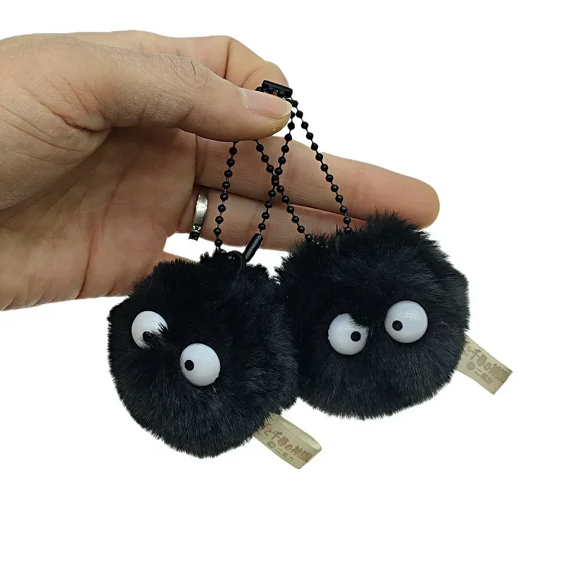 Cute Anime Black Elf Plush Keychain Black Coalball Fairy Dust Keyrings Bag Key Accessory Plushs Pendant Toys Birthday Gift