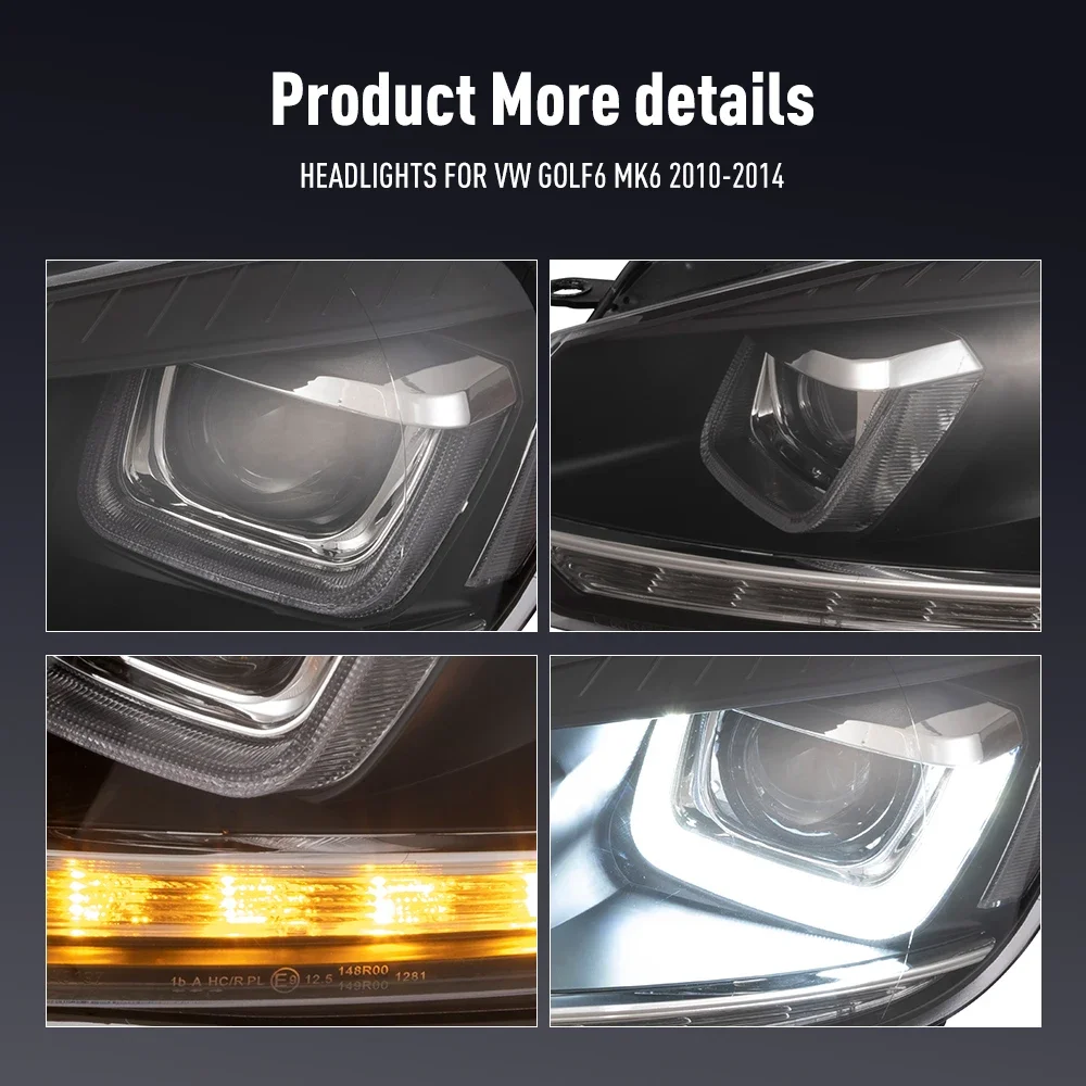 2 szt. Lampy przednie do stylizacji samochodu VW Golf6 MK6 2010-2014 LED Reflektory Światła do jazdy dziennej DRL Lampy sygnalizacyjne Akcesoria samochodowe