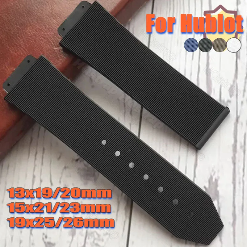Pulseira de silicone listrada para hublot, pulseira de relógio 19x25mm 26mm 13x19mm 20mm 15x21mm 23mm, pulseira à prova d'água para mulheres e homens